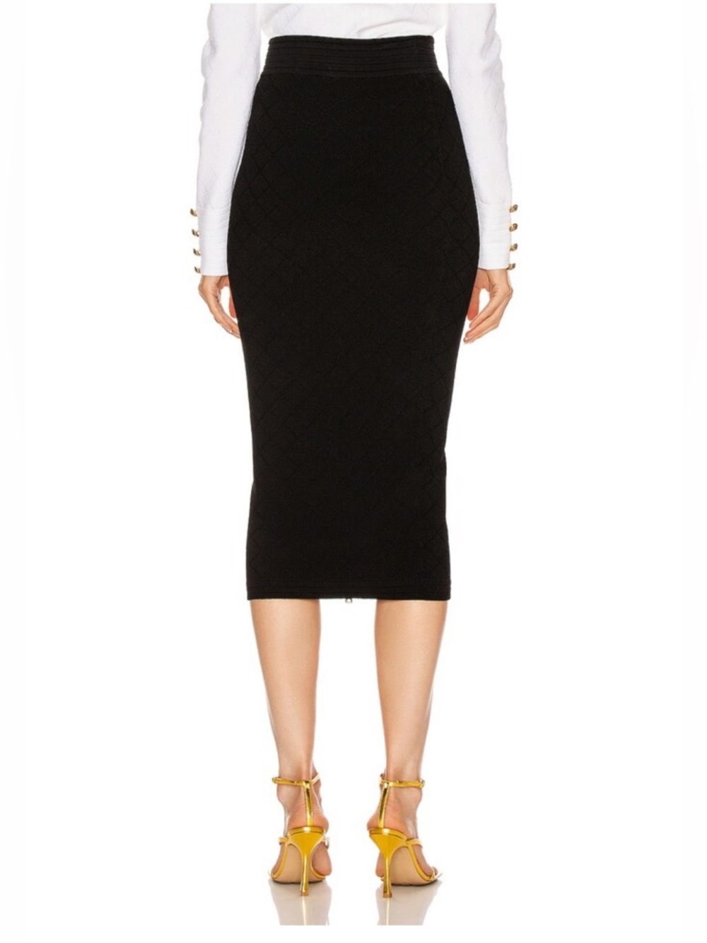 BALMAIN
Zip Detailed Diamond Knit Midi Skirt - Picture 4 of 5